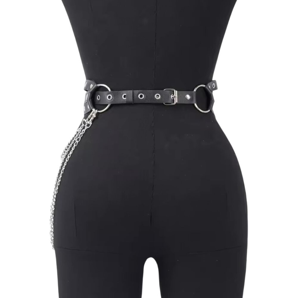 Women Fashion Belts Punk Street Style Leg Chain Pu Leather Harness - Picture 3 of 4